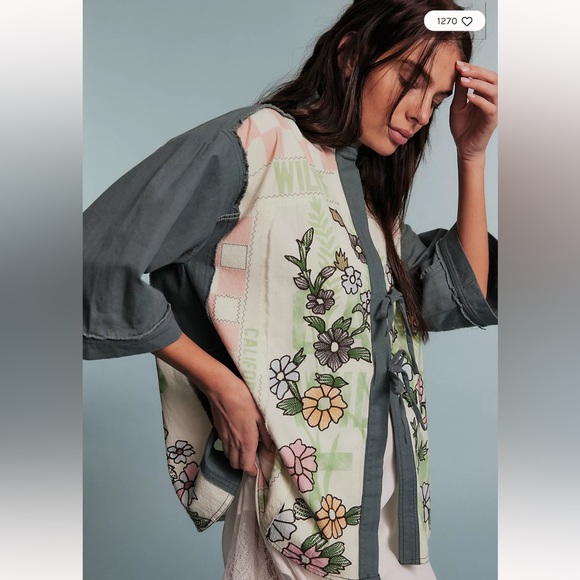 We The Free People Pressed In Flowers Whimsical Utility Kimono Jacket XL